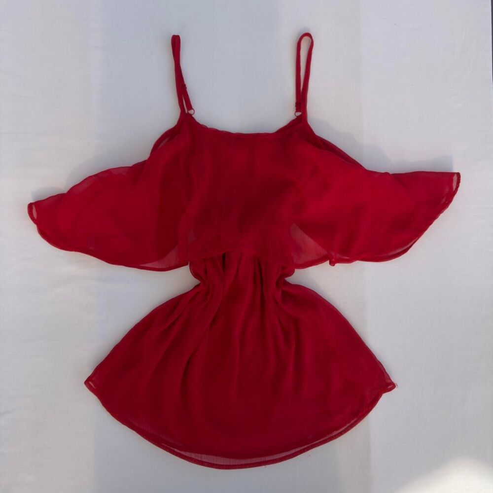 Wet Seal Red Sheer Mini Dress Size S